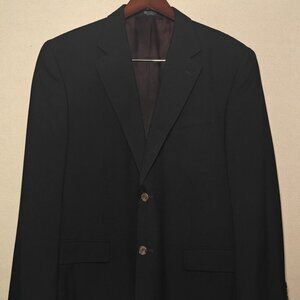 VERSINI Men’s Black Two-Button Jacket – 100% Wool, Size 44R, RN77219